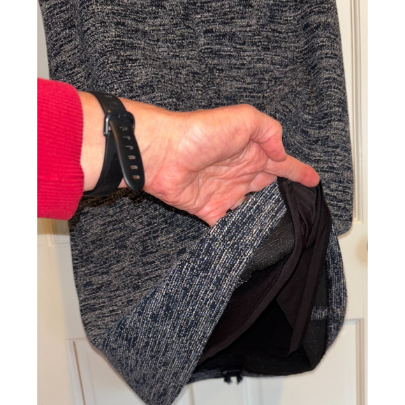 Adrianna Papell Navy Tweed Shift Dress 8 Short Sleeve Fringe Knee-Length - Picture 8 of 9